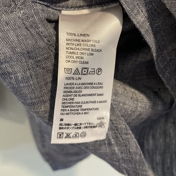 Woman's, Sz XL, Linen Shirt Tommy Bahama, Button Up, Long Sleeve w/Roll Tab Navy - Picture 5 of 5